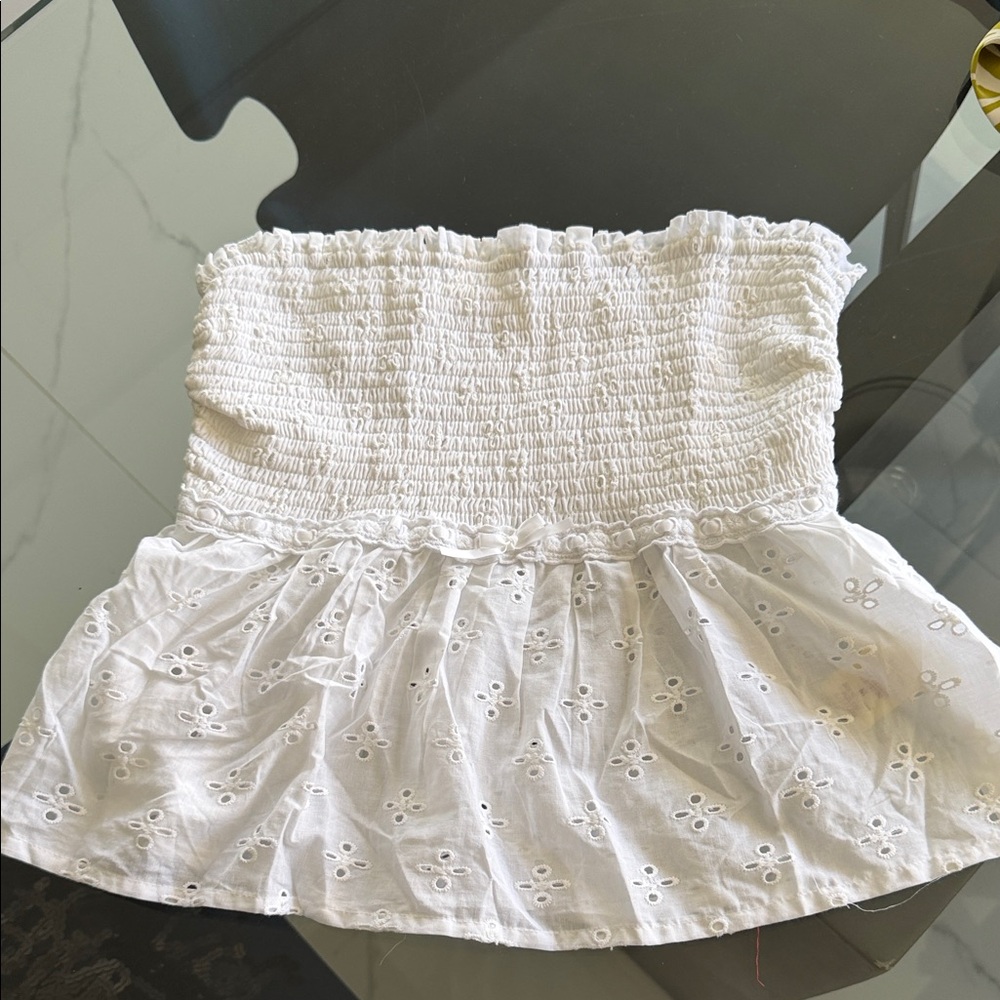White Strapless Top